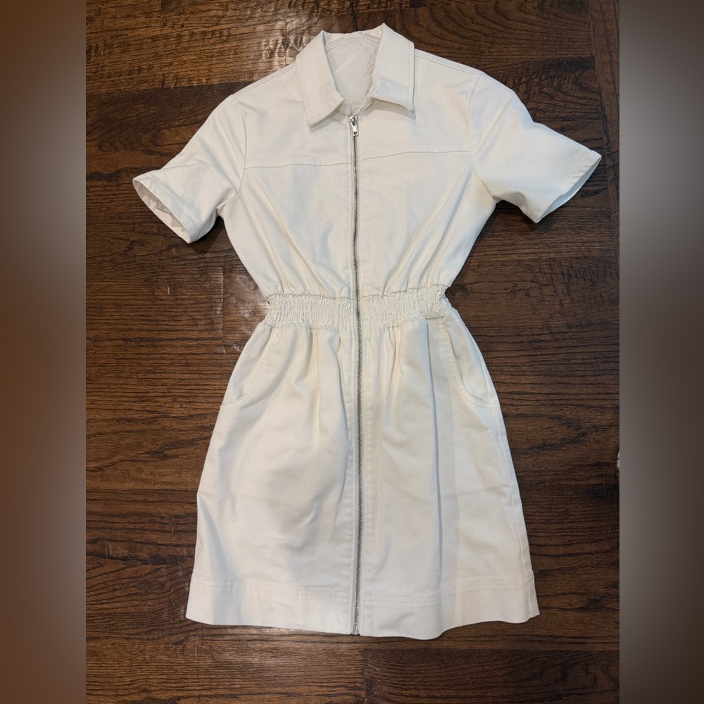 Forever 21 White Zip-Front Mini Dress with Elastic Waist